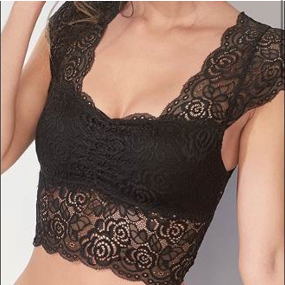 Intimately Free People Chase Me Black Lace Brami Crop Top/Bralette - Picture 2 of 7